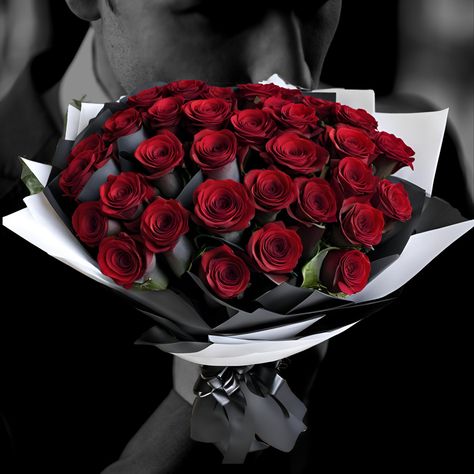 Elevate your anniversary celebration with our enchanting "Magic Night" Anniversary Bouquet of Dark Red Roses. This captivating arrangement features a dozen of the deepest, most luxurious dark red roses, each meticulously selected for their rich, velvety petals and stunning beauty. Representing deep love and passion, these roses are the perfect symbol of your timeless bond. The "Magic Night" bouquet is elegantly hand-tied with delicate baby's breath and lush greenery, all wrapped in sophisticated Laptop Homescreen, Anniversary Bouquet, Roses Bouquet Gift, Black And Red Roses, Thanksgiving Flowers, Magic Night, Luxury Flower Bouquets, Dark Red Roses, Red Bouquet