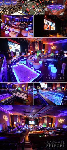 March Madness Basketball Theme | Gaming area with huge video wall, seating and over a dozen activities produced vy Innovative Party Planners | www.innovativepartyplanners.com | Photos by Rachael Spiegel Photography Blog – Maryland Bar and Bat Mitzvah Photographer | Decor & Details – Jonah’s Bar Mitzvah – Bethesda, Md. Sports Bars Ideas, Bar Themes Ideas, Gaming Area Ideas, Sports Bar Games, Game Bar Design, Bar Games Ideas, Bar Theme Ideas, Photo Wall Ideas Party, Sports Bar Ideas