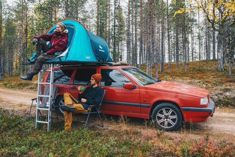 Diy Roof Top Tent, Tent Platform, Diy Tent, Rooftop Tent, New Project Ideas, Aluminium Ladder, Tent Fabric, Volvo 850, Roof Tent