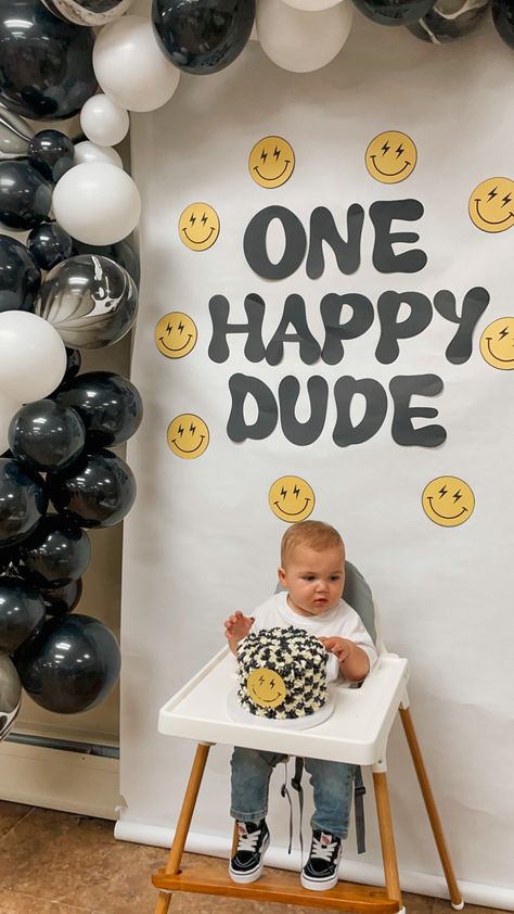 Happy Dude Birthday Theme, One Happy Dude Birthday Party, One Happy Dude First Birthday, Dude Birthday Party, One Happy Dude Birthday, Photowall Ideas, Baby First Birthday Themes, One Happy Dude, Boys First Birthday Party Ideas