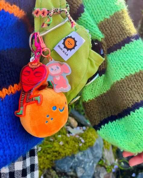 Kyoto purse pals!!🫰🤠❤️‍🔥🍊☺️ (before I got Pompompurin & took off the plastic on Cheburashka😂) Tap to shop the new mega cute Western Lover Keychain!!💖 #innerpeachdesign Bag Charms, Sonny Angel, Kyoto, Tap, Charms, Purse, Collage, Pins