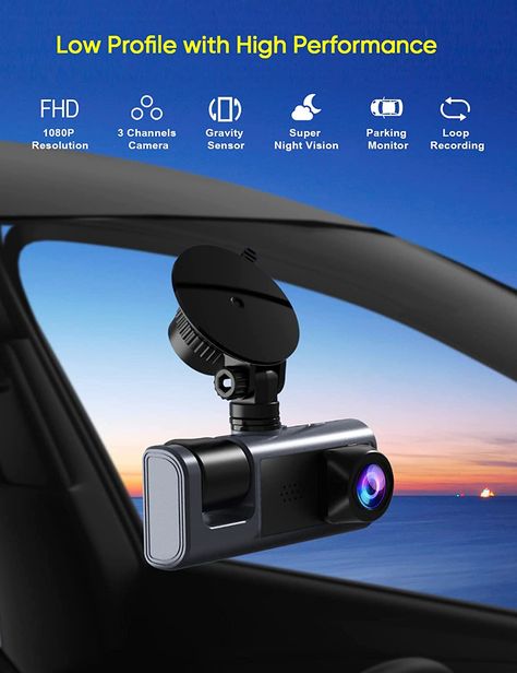 1080P Dash Camera for Cars, Dashcam Three Way Triple Car Camera with IR Night Vision, Loop Recording, G-Sensor, Parking Monitor, 24 Hours Recording Camera Car, Cabin Lighting, Car Camera, 4k Hd, Dash Camera, Night Vision, Car Audio, Car Care, Social Media Design