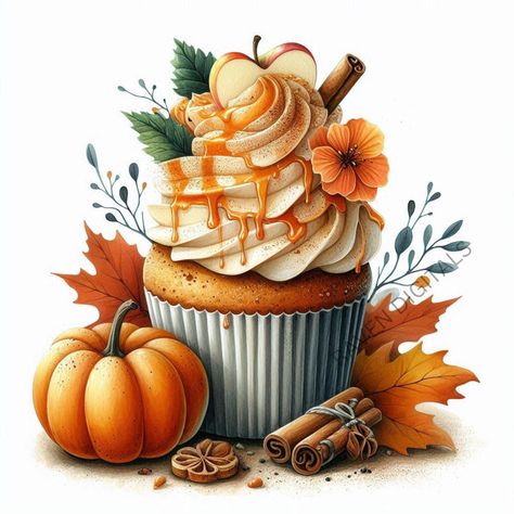 Adorable watercolor autumn-themed cupcakes are perfect for all your digital crafting needs, including cards, mugs, scrapbook pages, and more. Autumn Cupcakes, Sweets Clipart, Cupcake Png, Cupcake Clipart, Asian Party, Oktoberfest Halloween, Fall Clip Art, Fall Cupcakes, Autumn Clipart