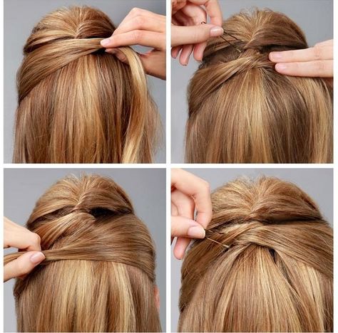 Are you in a rush and you want a cute and quick to do hairstyle? Try out this criss cross, easy half-up hair tutorial you can make in a few Hairstyle Hoco, Easy Updo Hairstyles, Hair Puff, Easy Hairstyles For Medium Hair, Diy Braids, Step By Step Hairstyles, Diy Bags, Penteado Cabelo Curto, Hoco Hair