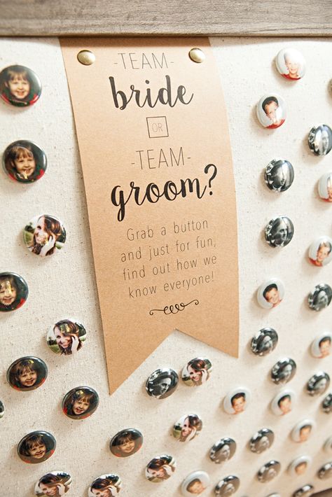 Team Bride or Team Groom? Grab a button and just for fun, find out how we know everyone! Awesome DIY ice breaker idea for weddings! Easy Wedding Diy, Team Groom, Wedding Gifts For Bride And Groom, Beach Wedding Reception, Bride And Groom Photo, Ice Breaker, Diy Brides, Wedding Games, Team Bride