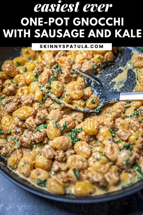 Sausage Kale Gnocchi, Kale And Sausage Recipes, Easy Mid Week Dinners, Mid Week Meals, High Protein Gnocchi Recipe, Mid Week Dinner Ideas, High Protein Gnocchi, Creamy Prawn Linguine, Sausage Ideas