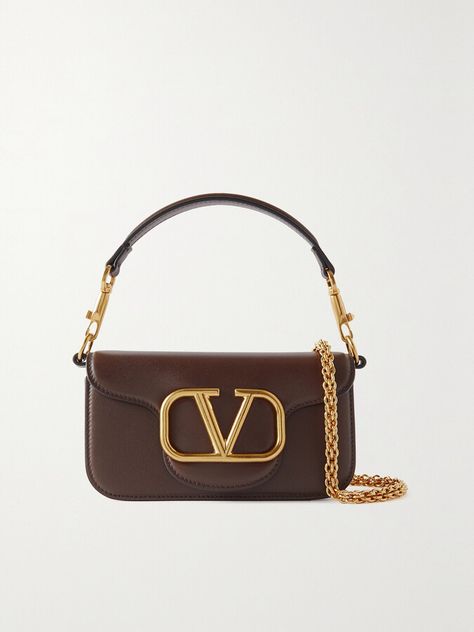 Valentino Garavani - Locò Small Leather Shoulder Bag - Brown Valentino Garavani Bag, Brown Bag, Brown Bags, Valentino Garavani, Leather Shoulder Bag, Shoulder Bag, Leather