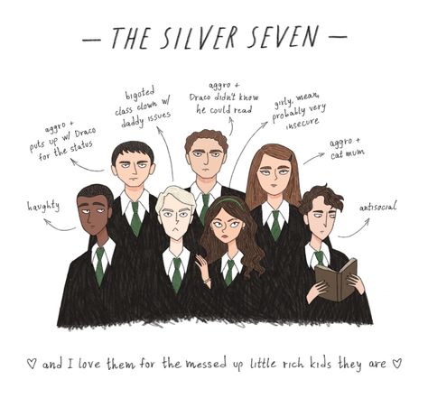 Art by @indigo-scarf on Tumblr Slytherin Tumblr, Slytherin Squad, Harry Potter Quotes Funny, Harry Potter Girl, Cutie Quote, Harry Potter Artwork, Harry Potter Drawings, Harry Potter Headcannons, Harry Potter Anime