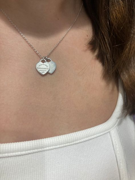 Tiffany Two Heart Necklace, Silver Necklaces Tiffany, Tiffany Heart Necklace Aesthetic, Tiffany And Co Necklace Aesthetic, Tiffany And Co Necklace Heart, Tiffany Necklace Aesthetic, Tiffany And Co Aesthetic, Tiffany And Co Heart Necklace, Silver Tiffany Necklace