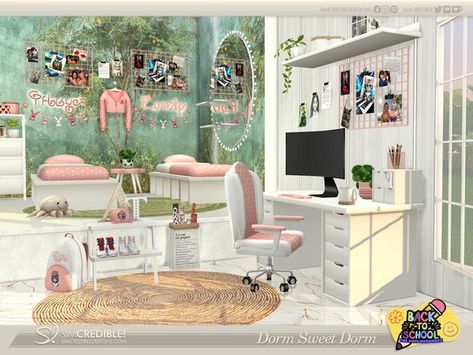 The Sims Resource - SIMcredible! Sims 4 Dorm, Sims 4 Teen Bedroom, Dorm Chairs, Dorm Desk, Grid Panel, Dorm Sweet Dorm, Sims 4 Bedroom, Sims 4 Teen, Computer Paper