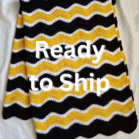 Black Gold Crochet Blanket Afghan Throw - Handmade - Ready to Ship by CreationsbyShan on Etsy Gold Crochet Blanket, Black And White Crochet Blanket, Yellow Crochet Blanket, White Crochet Blanket, Crochet Blanket Throw, Black And White Crochet, Gender Neutral Blanket, Gold Crochet, Blanket Afghan