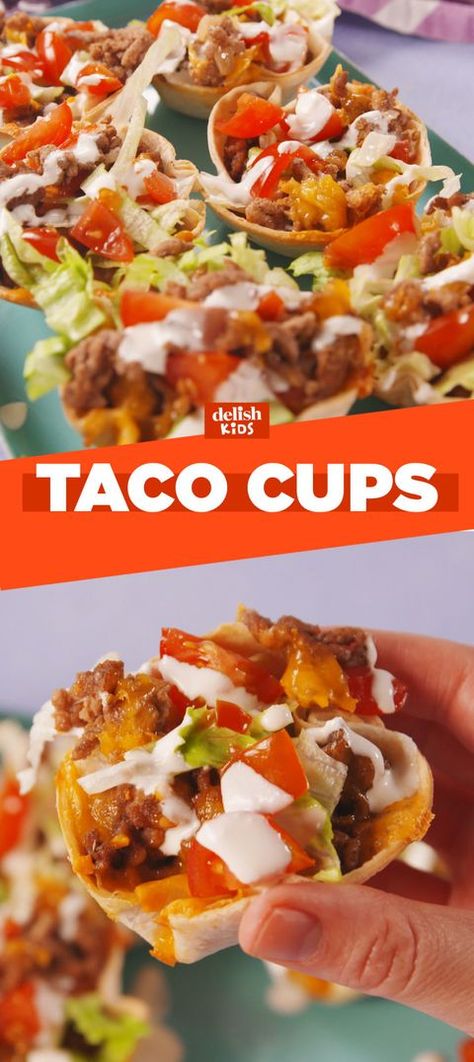 Appetizers For Kids Party, Taco Cups Recipe, Ideas For Appetizers, Taco Ideas, Taco Tuesday Recipes, Taco Cups, School Meals, Appetizers For Kids, Mexican Foods