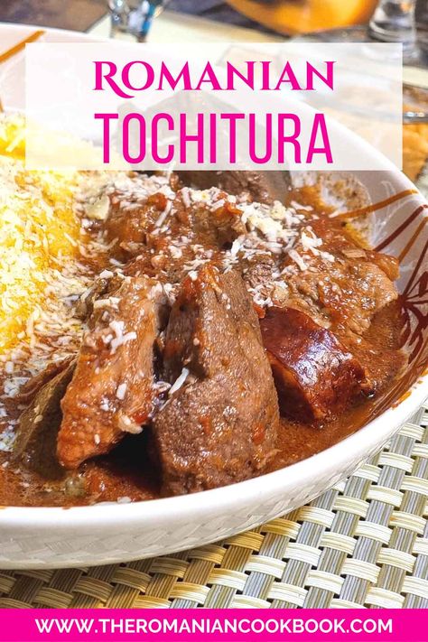 Romanian Tochitura Recipe: A Comforting Culinary Delight - The Romanian Cookbook Romanian Recipes Traditional, Romanian Recipes In English, Romani Food, Romanian Breakfast, Romanian Food Traditional, Rny Recipes, Romania Food, Pork Stew Recipes, Slovenian Food