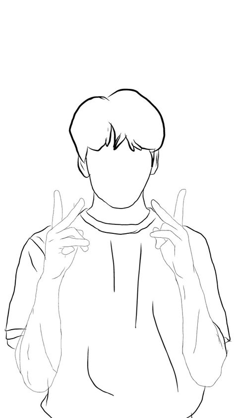 Jungkook Outline Drawing, Outline Drawing, Kpop Drawings, Outline Art, Outline Drawings, Pencil Art Drawings, Bts Drawings, Kpop Fanart, Art Drawings Sketches Simple