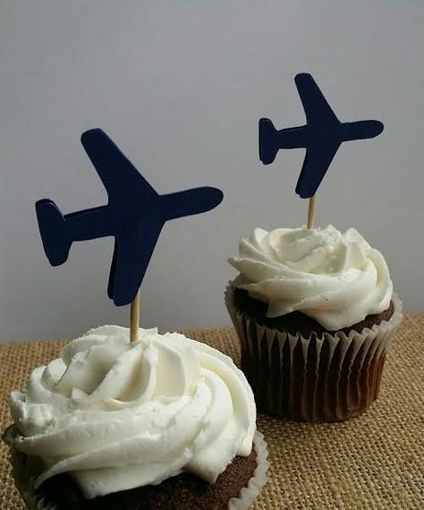 Airplane Cupcake Toppers, 12 Count, Airplane Party Decorations, Boy Birthday, Airplane Birthday,Party Decorations, Blue Airplanes by madgicalcreations on Etsy Birthday Party Decorations Blue, Airplane Cupcake Toppers, Vintage Airplane Birthday Party, Airplane Cupcakes, Airplane Party Decorations, Airplane Birthday Party Decorations, Vintage Airplane Party, Plane Party, Vintage Airplane Birthday