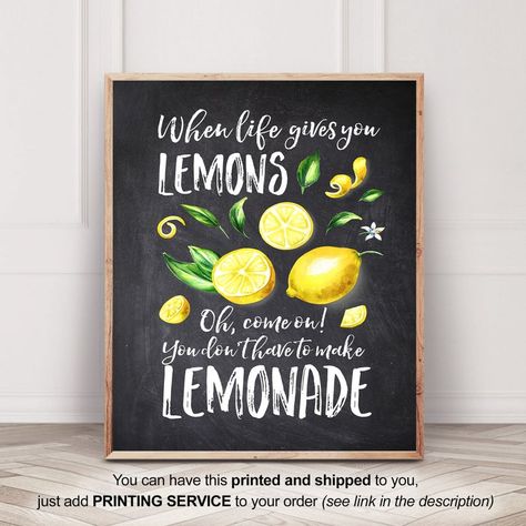 Kitchen Decor Frames, Bar Quotes, Lemonade Sign, Kitchen Chalkboard, Missionary Gifts, Make Lemonade, Cheap Gift, Quote Decor, Funny Kitchen