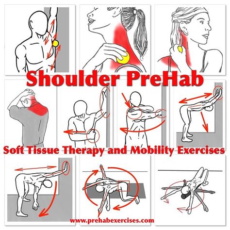 Instagram Shoulder PreHab Restore the full range of motion in your shoulders as part of your training program to make sure you get the… Prehab Exercises, Shoulder Mobility Exercises, Shoulder Rehab Exercises, Shoulder Pain Exercises, Rehab Exercises, Shoulder Rehab, Shoulder Impingement, Stability Exercises, Neck Exercises