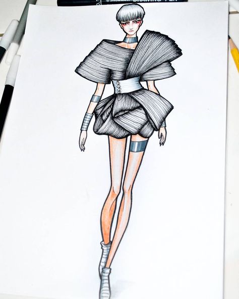 Elements Of Design Line, Dress Illustration Art, Fashion Design Inspiration Board, Fashion Illustration Poses, Fashion Illustrations Techniques, Dress Illustration, Short Dress Styles, Fashion Design Patterns, Fashion Sketches Dresses