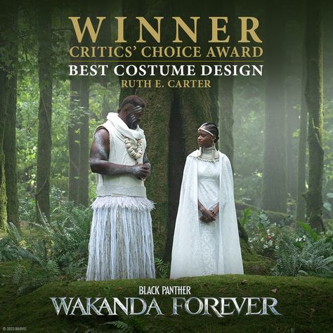 Ruth E. Carter took home her third Critics' Choice Award for Best Costume Design. The first of those Critics' Choice Awards was for "Black Panther," for which she earned an Oscar. Ruth E Carter, Panthers Outfit, Marvel Fashion, Black Panther Wakanda Forever, Best Costume Design, Letitia Wright, Best Costume, Black Panther Wakanda, Clothing Sketches