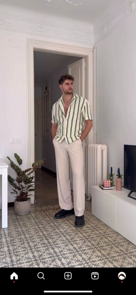 Male Summer Fashion, Men Linen Outfit Summer, Semi Formal Men Outfit, Semi Formal Men, Linen Outfit Summer, Linen Summer Outfits, Beige Linen Pants, Semi Formal Outfit, Linen Outfit