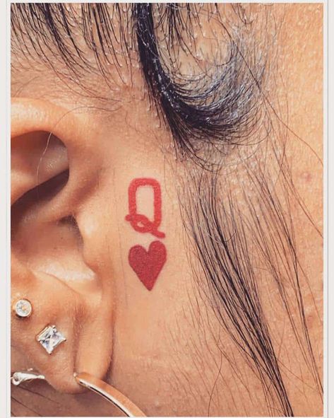 Heart Tattoo Ideas, Queen Of Hearts Tattoo, Black Heart Tattoos, Red Heart Tattoos, Face Tattoos For Women, Hearts Tattoo, Neck Tattoos Women, Tattoos For Black Skin, Heart Tattoo Designs