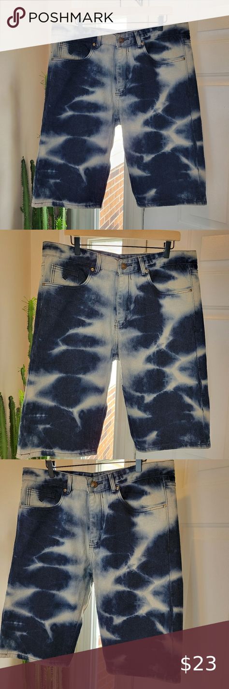 Rocawear Bedazzled Tie-Dye Punk Jean Shorts, Size 38 Waist Punk Jeans, Blue Color Combinations, Acid Wash Denim, Tie Dye Patterns, Edgy Look, Acid Wash, Denim Wash, Color Combinations, Jean Shorts