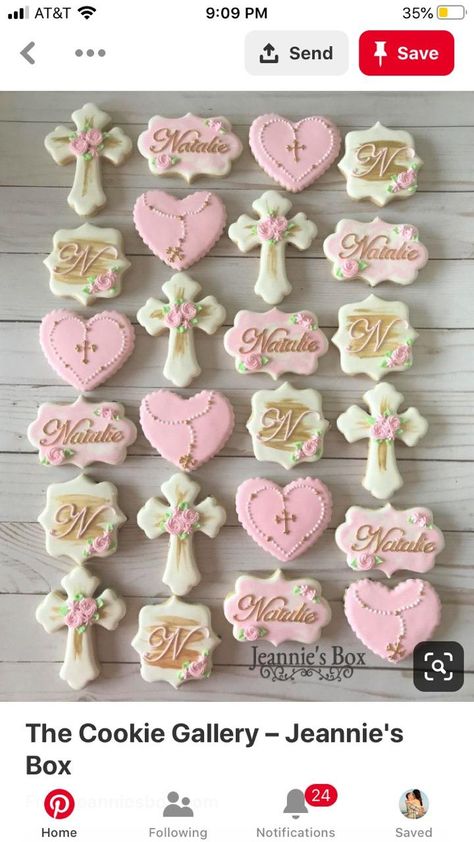 1st Communion Cookies, First Communion Sugar Cookies, Baptism Desserts, Baptism Cake Girl, Communion Cookies, Decoration Communion, Christening Cookies, Baptism Decorations Girl, Baptism Party Decorations