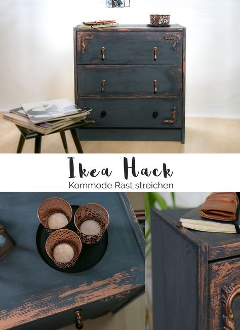 Kommode Rast von langweilig zu besonders! Ich habe aus der Ikea Kommode Rast mit Kreidefarbe und neuen Möbelgriffen ein Unikat gemacht - DIY Anleitung Möbel auf Deutsch Ikea Hack Bedroom, Posters Diy, Ikea Kids Room, Ikea Kitchen Island, Ikea Dresser, Ikea Kids, Shabby Chic Dresser, Diy Ikea Hacks, Best Ikea