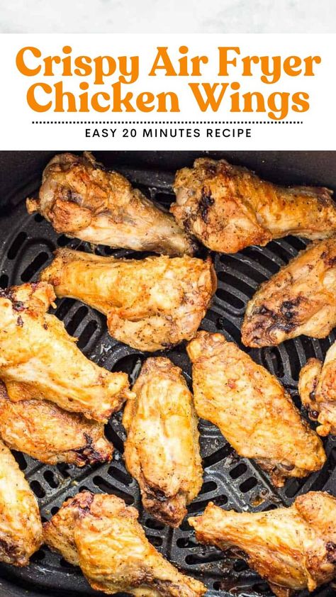 Craving crispy wings without the mess of frying? These Air Fryer Chicken Wings are the answer! They cook up quick and come out perfectly golden brown. No oil needed, just tender, juicy wings with a delicious crunch. Airfryer Whole Chicken Wings, Chicken Wings In Airfryer, Air Fryer Old Bay Chicken Wings, Bone In Chicken Wings Air Fryer, Air Frying Chicken Wings, Bone In Wings Air Fryer, Air Fryer Chicken Wings Easy, Best Chicken Wings Recipe Air Fryer, Air Fry Wings Recipe