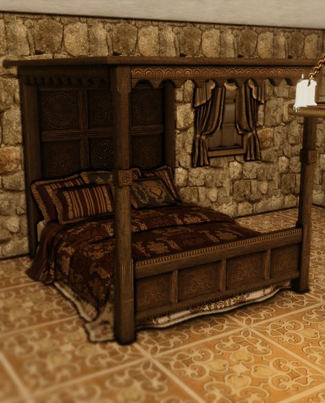 TheSense Medieval — TheSenseMedieval - The Witcher 3 Blood And Wine |... Medieval Sims 4 Cc Furniture, Sims 4 Medieval Furniture, Sims 4 Medieval Cc Furniture, Sims 4 Medieval Cc, Sims Historical, Historical Furniture, Medieval Bed, Medieval Bedroom, Sims 4 Beds