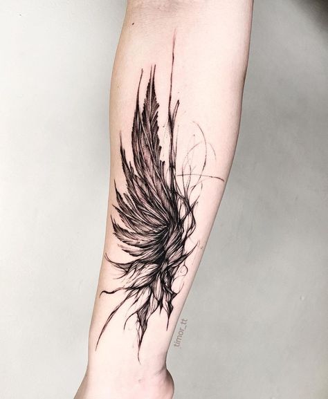 Rabe Tattoo, Wörter Tattoos, Black Bird Tattoo, Phoenix Tattoo Design, Crow Tattoo, Raven Tattoo, Tattoo Style Drawings, Bird Tattoo, Wings Tattoo