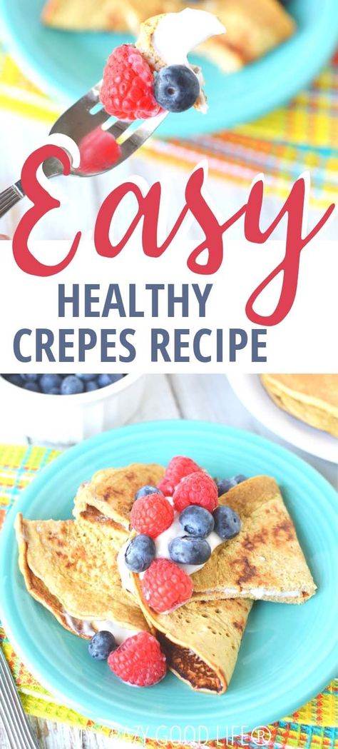 This easy crepe recipe is the perfect weekend breakfast recipe. These healthy crepes are made with oatmeal and egg whites for a heart healthy breakfast. This is our fool proof recipe to make the best savory or sweet crepes! 21 Day Fix Crepe Recipe | Savory Crepe Recipe #21dayfix #ww #2bmindset #lowcarb Easy Healthy Crepe Recipe, Savory Crepe Recipe, Healthy Crepe Recipes, Recipe Crepes, Crêpe Recipe, Healthy Crepes, Weekend Breakfast Recipes, Savory Crepe, Crepe Recipe Savory