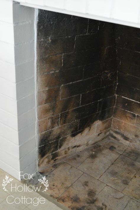 How To Paint A Fireplace Firebox Inside Fireplace Paint, Fireplace Box, Unused Fireplace, Fireplace Redo, Painted Brick Fireplace, Painted Brick Fireplaces, Clean Fireplace, Fireplace Update, Fireplace Doors