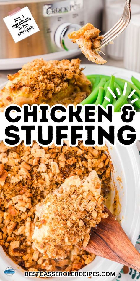 The crockpot eliminates need to hover and stir chicken and dressing on the stove thanks to an easy dump then walk away method resulting mouthwatering shredded poultry and tender stuffing finished out conveniently creamy and comforting then served straight from the slow cooker hot. Chicken casserole recipes ritz crackers, chicken breast dinner ideas, chicken and dressing. Crockpot Chicken With Stovetop Dressing, Crock Pot Chicken And Stuffing Easy, 4 Ingredient Chicken And Stuffing, Easy Chicken Casserole Recipes Stuffing, Chicken Bake With Stove Top Stuffing, Easy Chicken And Stuffing Bake Allrecipes, Crockpot Chicken And Dressing, Chicken Stuffing Casserole, Crockpot Chicken Breast