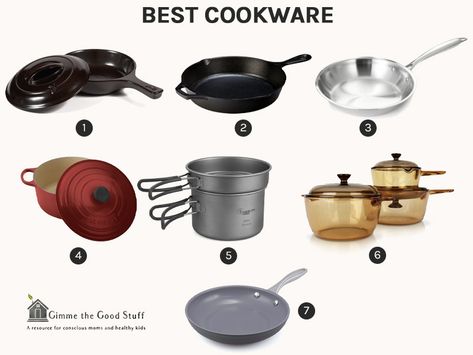 Non-Toxic Cookware Guide | Safe Cookware | Gimme The Good Stuff Toxic Cookware, Safe Cookware, Healthy Cookware, Non Toxic Cookware, Safest Cookware, Toxin Free Living, Kitchen Guide, Kitchen Fridges, Ceramic Cookware