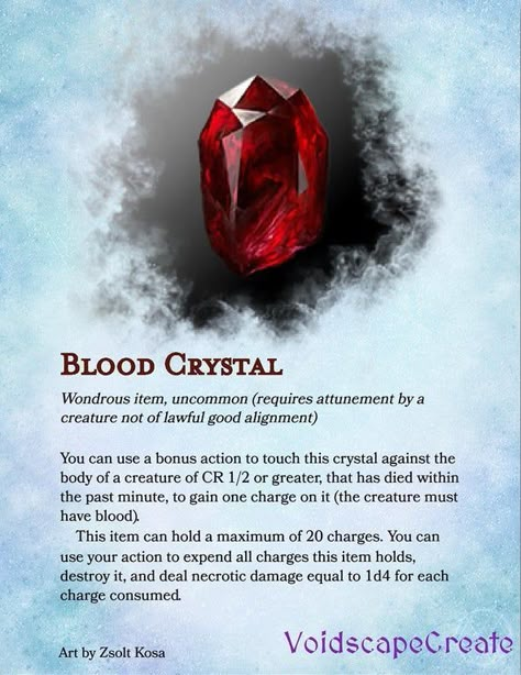 Dnd Crystal Monster, Wonderous Items Dnd, Artificer Items, D&d Items, D&d Magic Items, Dnd Crystal, Dnd Items Homebrew, Dnd 5e Magic Items, Item Rpg