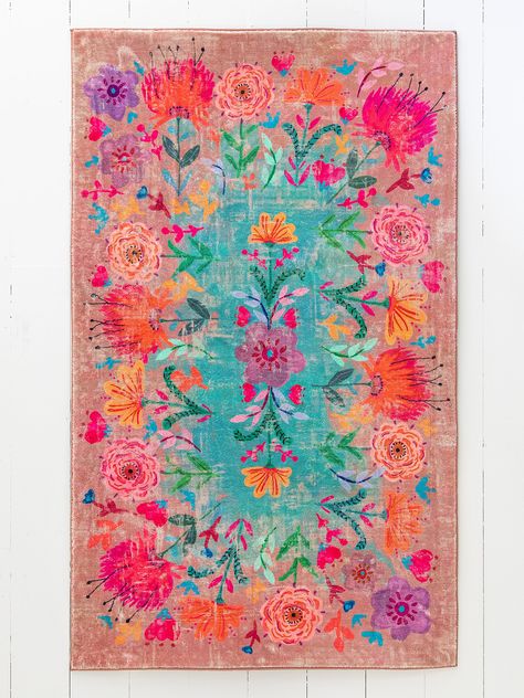 5' x 7' Chenille Rug Boho Garden – Natural Life Flower Rug Bedroom, Colorful Boho Home, Big Area Rugs, Mystical Mermaid, Hippie Garden, Fluffy Bedding, Flower Rug, Boho Garden, Preppy Room Decor