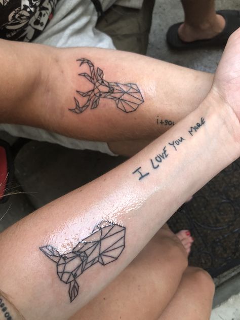 #tattoos #coupletattoos #buckdoe Couples Tattoo, Buck And Doe, Deer Art, Couple Tattoos, Geometric Tattoo, Body Art, Deer, Tattoos, Art