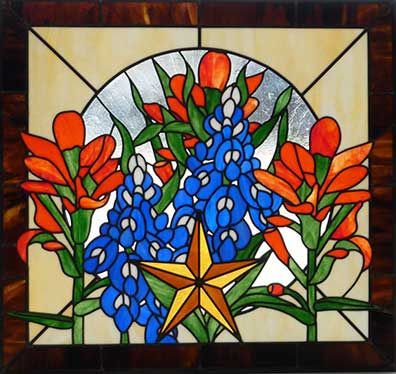 Stained Glass Bluebonnets, Bluebonnet Stained Glass Pattern, Texas Stained Glass Patterns, Bluebonnet Photos, Bluebonnet Painting, Fused Glass Projects, Paper Filigree, Texas Wildflowers, Blue Bonnet