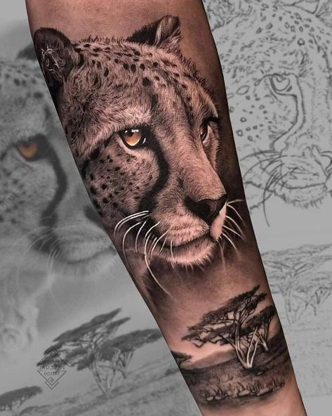 Cheetah Tattoo For Women, Lion Shoulder Tattoo, Pegasus Tattoo, Cheetah Tattoo, Jungle Tattoo, Tiger Tattoo Sleeve, Big Cat Tattoo, Cubs Tattoo, Prince Tattoos