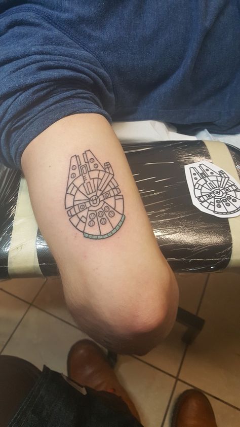 Millenium Falcon Tattoo, Firefly Serenity Tattoo, Millennium Falcon Tattoo, Serenity Tattoo, Blue Moon Tattoo, Compass And Map Tattoo, Firefly Tattoo, Falcon Tattoo, 777 Tattoo