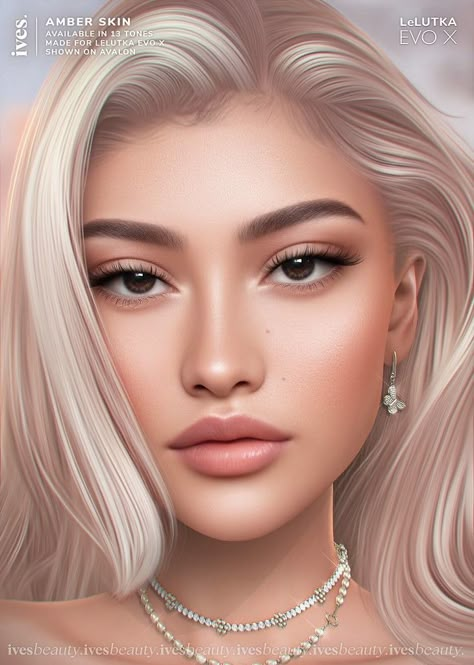 💖 "AMBER" SKIN ． Made for LeLUTKA Evo X (Shown on Avalon) ． 13 skintones compatible w/ VELOUR body skins 💖 INCLUDED FOR EACH TONE: ．Skin (w/ built-in neckblends) & Ears as BoM Layers ．Brows / No brows options ．Shapes for Head & Brows 　 ✧ 　 ☁️ IG @ IVESBEAUTY.SL ☁️ MAIN: /IVES/113/142/208 Sims 4 Cc Old People Skin, Sims Skin Tones, Skin Tone Sims 4 Cc, Sim4 Cc Makeup, Realistic Cc Sims 4, Sims 4 Alpha Cc Skin, Sims 4 Cc Skin Tones, Sims 4 Skintones, Sims4 Skin