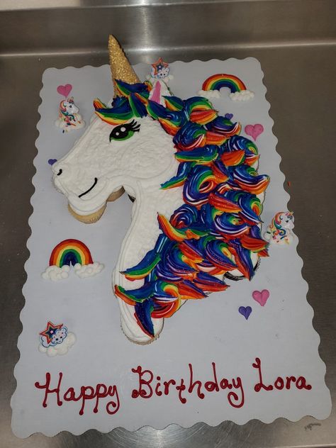 Unicorn Cupcake Cake, Cupcake Cake Ideas, Diy Unicorn Cake, Mimi Birthday, Rainbow Cupcake, Pull Apart Cake, Unicorn And Rainbow, Horse Cake, Montessori Practical Life