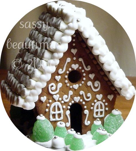 gb_med_front_mmroof_2_2002 | sassybeautimus - The Gingerbread Journal | Flickr Cracker House, Mini Gingerbread House, Gingerbread House Parties, All Things Gingerbread, Gingerbread House Kits, Gingerbread Decorations, Gingerbread Man Cookies, Christmas Gingerbread House, Xmas Food