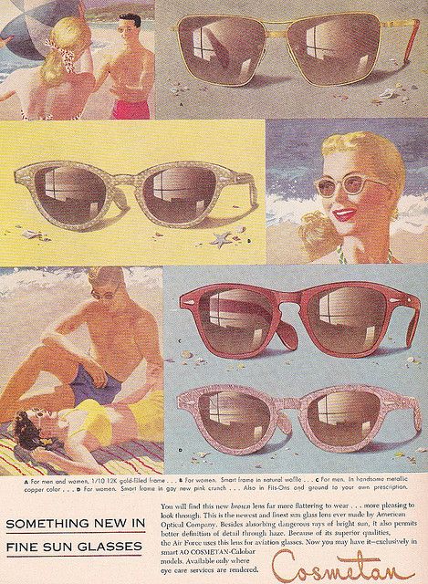 Eyewear inspiration — A 1952 Cosmetan ad for a thoroughly covetable selection of sunglasses. Eyewear Ad, Eyewear Inspiration, Vintage Sunnies, Fifties Fashion, Fashion 1950s, Retro Advertising, Arte Inspo, Vintage Eyeglasses, Fashion Marketing