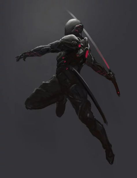 Future Ninja, Tmax Yamaha, Futuristic Armor, Futuristic Armour, Urban Ninja, Starship Design, Shadow Warrior, Cool Robots, Futuristic Art