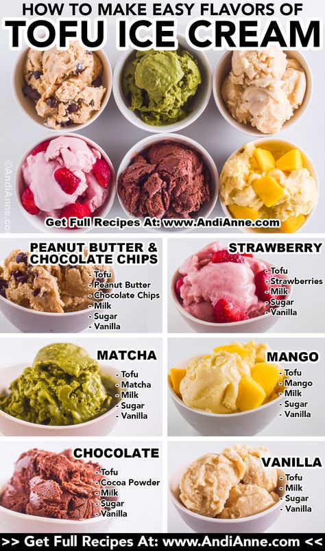 How To Make Vegan Ice Cream, Diy Vegan Ice Cream, Plant Based Ice Cream Recipes, Ice Cream Combinations, Vegan Protein Ice Cream, Vegan Soft Serve, Tofu Desserts Healthy, Dessert Tofu Recipes, Chia Seed Ice Cream