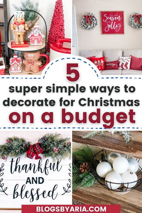 Decorate for Christmas on a Budget Christmas Pork, Decorate For Christmas, Decorating A New Home, Elegant Christmas Decor, Christmas Mantle Decor, Christmas Fireplace Decor, Christmas Decorations For Kids, Inspired Interiors, Christmas Decorations Living Room