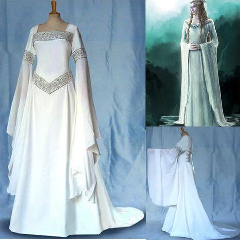 Elf Wedding Dress, Galadriel Costume, Galadriel Cosplay, Galadriel Dress, Party Clothes For Women, Elf Queen, Fairy Gown, Queen Outfits, Elf Dress