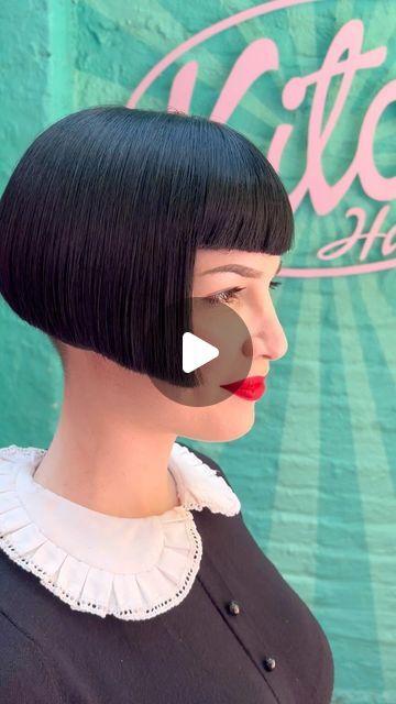 Kitch Hair on Instagram: "The #iconic #bob is back with the stunning @miriam.veil  Cut by @lucajoneshair 💖💖💖  #kitchhair #hairstyles #bobhaircut #boblvrs #sharphaircut #haircut #genderneutralsalon" Really Short Bob, Hair Shots, Box Bob, Pageboy Haircut, Shaved Bob, Short Stacked Bobs, Bobbed Hair, Stacked Bobs, Bob With Bangs